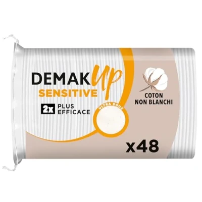 Image de Demak&#039;Up Sensitive Ovales Cotons à Démaquiller Visage et Yeux 100% Fibres de Coton Naturelles 48