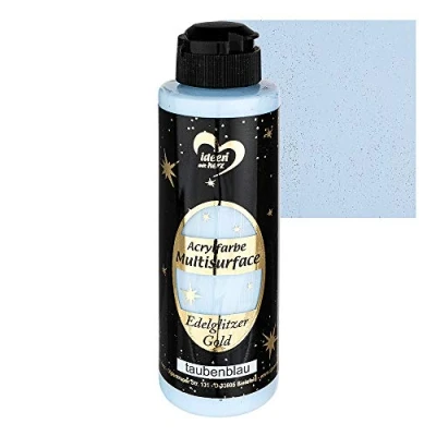 Image de Ideen mit Herz Peinture acrylique Multisurface à paillettes précieuses universelle base d&#039;eau Avec dorées scintillantes élégantes 180 ml (bleu pigeon)