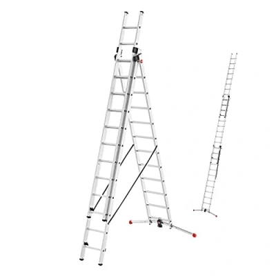 Image de Échelle Transformable à Rattrapage de Niveau, 3 x 12 Échelons Argenté