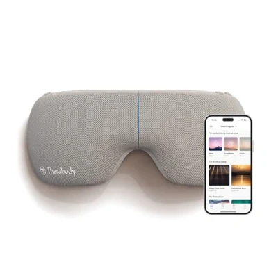 Image de SmartGoggles par Therabody, masseur oculaire chauffant biométrique, masque de vibration Bluetooth, 3 modes personnalisés pour migraines et sommeil,
