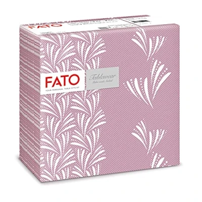 Image de Fato Serviettes en papier sec, Airlaid, effet textile, paquet de 50 serviettes, format 40x40 plié 4, décor Fougères Mauves