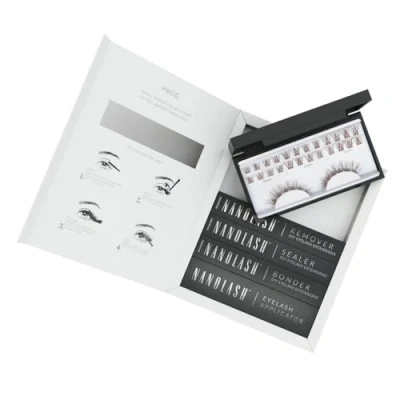 Image de Starter kit pour extensions de cils en grappe à appliquer soi même la maison Nanolash 36 grappes + bonder sealer remover applicateur (Brun, CLASSY)
