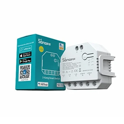 Image de SONOFF DUALR3 Lite Interrupteur Wi Fi Intelligent pour Porte de Garage, 2 Gang Way Connecté Volet Roulant WiFi, Moteur mode, Compatible avec Alexa/Google Home/Siri, 15A/3300W