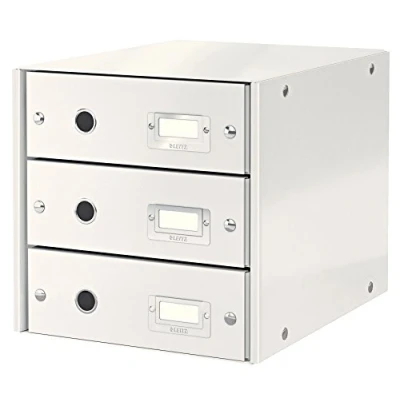 Image de Leitz Bloc de Classement, 3 Tiroirs, A4, Click &amp; Store, 60480001 Blanc