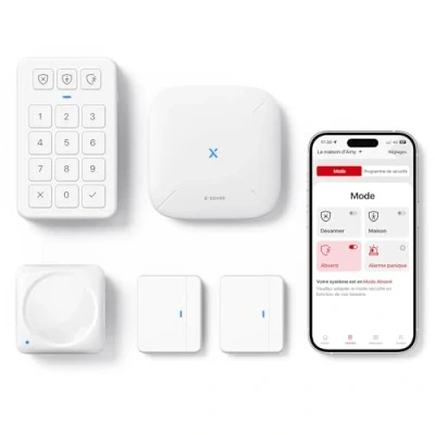 Image de X Sense Alarme sans Fil Maison, système Maison Fil, Compatible avec Alexa et Alertes, Comprend 1 Station de Base, 2 Capteurs Porte, Détecteur Mouvement Clavier, AS05