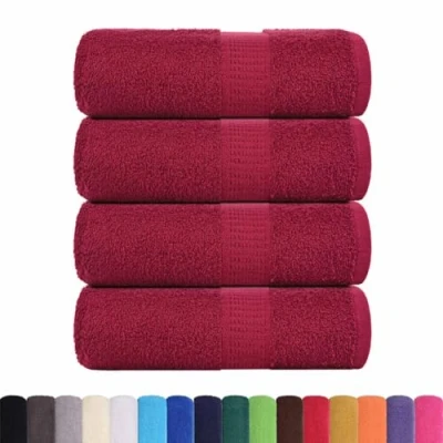 Image de vidaXL Serviettes d&#039;invité 4 pcs Bordeaux 30x50 cm 360 g/m² 100% Coton