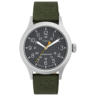 Image de Timex Men&#039;s Expedition Scout 40mm Quartz Leather Strap, Green, 20 Casual Watch (Model: TW4B229009J)
