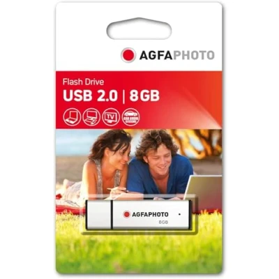 Image de AgfaPhoto Clé USB 2.0 8 Go Vitesse de Lecture 15MB/s, d&#039;Écriture 5MB/s, Mémoire Flash, Connectivité USB, Modèle 8GB Drive, Spécial Bureautique Gris Neuf