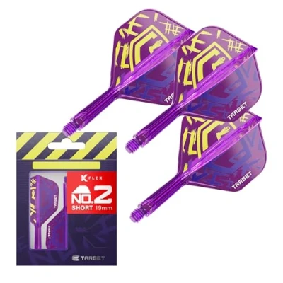 Image de Target Darts Luke Littler Champion du Monde K Flex Flights and Shaft System, No.2 Le Nuke 2025 Edition Kflex, Tous dans Un Volutes et Tiges Intégrés (Pack de 3) Court, 19mm