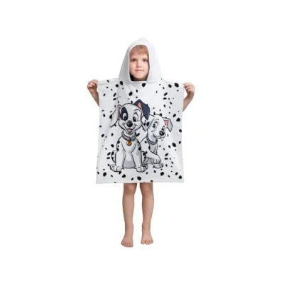 Image de Poncho Serviette à Capuche 101 Dalmatiens 100% Coton Peignoir pour Enfant &amp; Kids Sortie de Bain Douce, Confortable et Absorbante Mignons Robe Chambre Garçons/Filles
