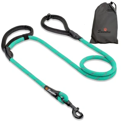 Image de Sweetie Laisse pour Chien en Corde, Solide, 2 poignées rembourrées 5 Pieds Chiens de Taille Moyenne et Grande réfléchissante, résistante aux intempéries.