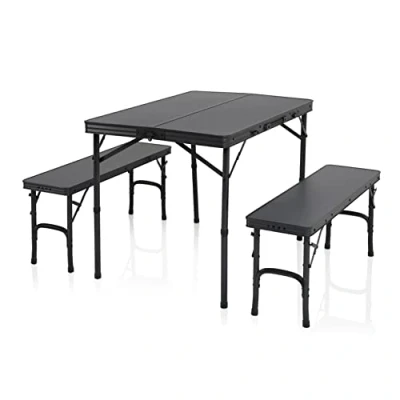 Image de Campart table de camping pliable Maine 2 bancs inclus Pieds réglables