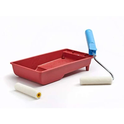 Image de Ensemble Bac à Peinture (Kit anti gouttes) 1 monture 2 pattes de lapin laqueur Largeur 100 mm plinthes radiateurs surfaces plates coques bateaux Kibros IB_L102c