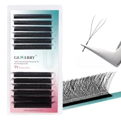 Image de Gemerry Extension Cils a 3D Prefait 0.07 C curl 8 14mm mix n Bouquet Soie Volume Russe Professionnel en Forme de W Individuel(W 0.07C 14mm)