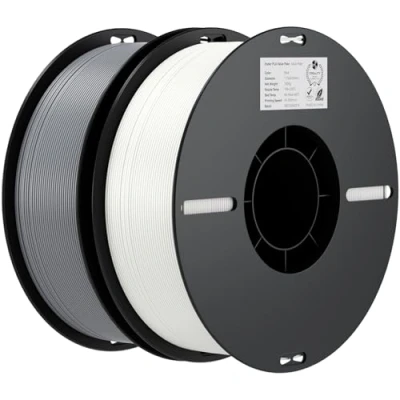 Image de Creality Ender PLA Filament Value Pack (Blanc+Gris), 2KG Bobine 1.75mm Résistant pour Imprimante 3D, Neatly Wound Impression Fluide, Non Colmatage et Déformation