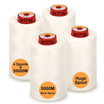 Image de New brothread 28 Options 4 Grand Cône de 5000M Tout usage Fil à coudre en polyester 40S/2 (Tex27) pour la couture, le matelasser, patchwork, surjeter Natural