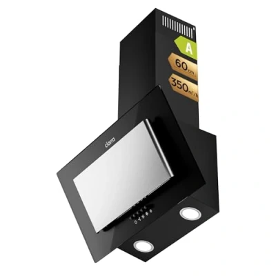 Image de CIARRA CBCB6736D Hotte Aspirante 60cm 350m3/h Classe a avec Filtres Charbon CBCF002X2 Inclinee Eclairage LED Evacuation et Recyclage Noire