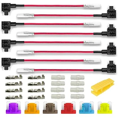 Image de Gebildet 8pcs 12V 24V 20A Basse Profil 16AWG Add A Circuit Porte Fusible Voiture, Adaptateur Lame Mini,avec 6pcs Miniature de à et 1pc Extracteur