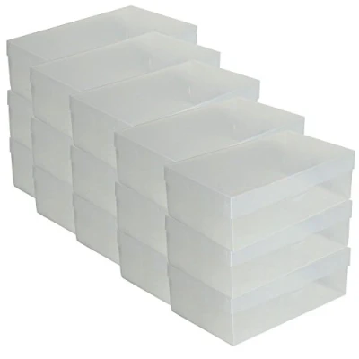 Image de 15x DynaSun PP435 Boîte à Chaussure de Rangement Escarpin Conteneur Organisateur Robuste Transparente Empilable et Pliable pour Hommes Dames