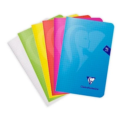 Image de Clairefontaine 303602C Un Carnet Agrafé Mimesys 11x17 cm 96 Pages Petits Carreaux Papier Blanc 90 g Couverture Polypro Couleur Aléatoire
