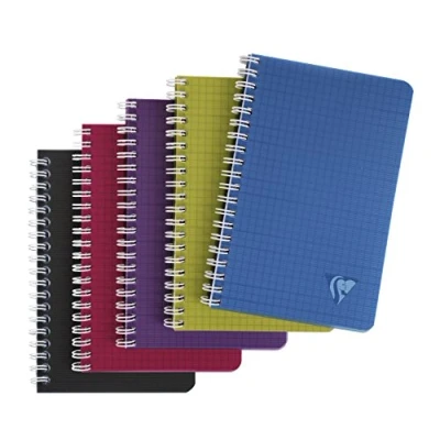 Image de Clairefontaine 329535C Collection Linicolor Intensive Un Carnet à Spirale 11x17 cm 100 Pages Petits Carreaux Papier Blanc 90 g Couverture Polypro Transparent Couleur Aléatoire