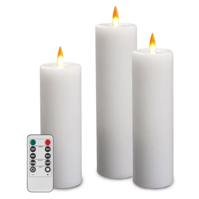 Image de Da by Lot de 3 bougies LED analogiques à piles avec minuterie et télécommande
