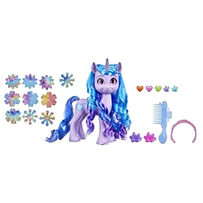 Image de My Little Pony: A New Generation, La Jolie Licorne Izzy Moonbow, Jouet Exclusif, Figurine de Poney avec 17 Accessoires F2032 Multicolore