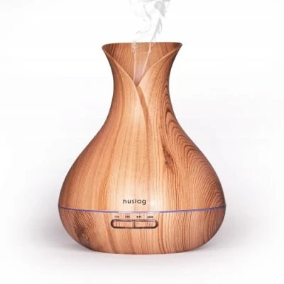 Image de Huslog Aromathérapie ultrasonique RGB Air Hydridiser Capteur Diffuseur, Grain de Bois, Tragbar