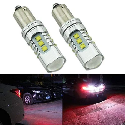 Image de HSUN Lot de 2 ampoules LED H21W BAY9S haute puissance 4 800 lm extrêmement lumineuses avec Canbus sans erreur pour clignotant, lumière secours et plus encore, 6 000 K blanc