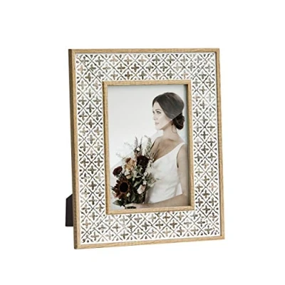 Image de Afuly Cadre Photo 13x18 Blanc Brun Bohème Maroc Modèle Jaune Shabby Boho Mur ou Table