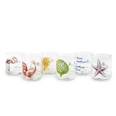 Image de Excelsa Flora &amp; Fauna Lot de 6 verres à eau, verre, multicolore
