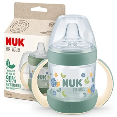 Image de NUK for Nature Gobelet à bec verseur 150 ml Poignées et en forme de poitrine Anti fuite 6 18 mois colique Contrôle la température Matériaux durables, sans BPA