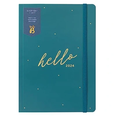 Image de Busy B Agenda quotidien Everyday Janvier à Décembre 2024 Vert Sapin Planificateur semainier A5 avec notes