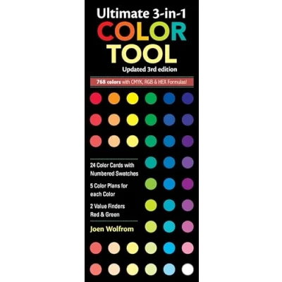 Image de Ultimate 3 in 1 Color Tool: 24 Cards With Numbered Swatches, 5 Plans for Each Color, 2 Value Finders Red &amp; Green
