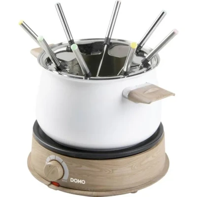 Image de DOMO DO736F Appareil à fondue 1500 W voyant lumineux, 8 fourchettes bois, blanc