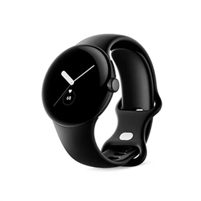 Image de Google Pixel Watch Montre intelligente Android avec Suivi d&#039;activité Fitbit de la fréquence cardiaque Boîtier en acier inoxydable noir mat bracelet actif obsidienne WiFi