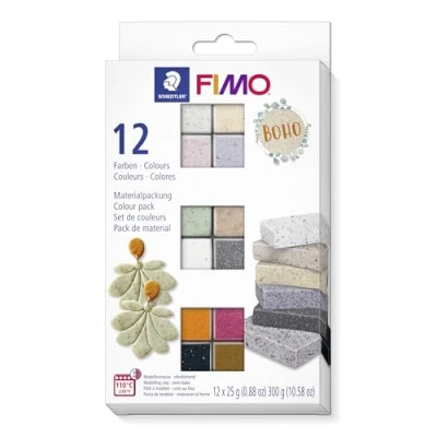 Image de STAEDTLER FIMO Effect Pack Boho Colours 12 pains de pte à modeler 25 Grammes chacun Couleurs assorties 8013 C12 5