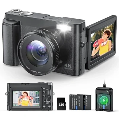 Image de Appareil Photo Numérique 4K 48MP Digital Camera Autofocus 16X Zoom avec Ecran 3&#039;&#039; Rabattable de 180Flash Intégré Compact pour Débutants Adolescents