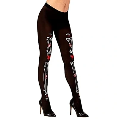 Image de Widmann ? Collant os Dia de los muertos Womens, noir, taille unique, vd wdm01544