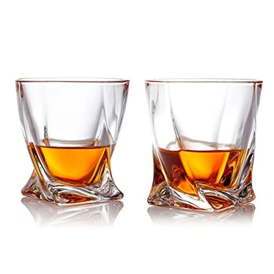 Image de SOLAVIA Lot de 2 verres à whisky en cristal transparent 340 ml
