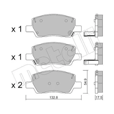Image de METELLI 22 1296 0 Jeu de plaquettes frein avec indicateur d&#039;usure HYUNDAI: i10 III 3/5 portes