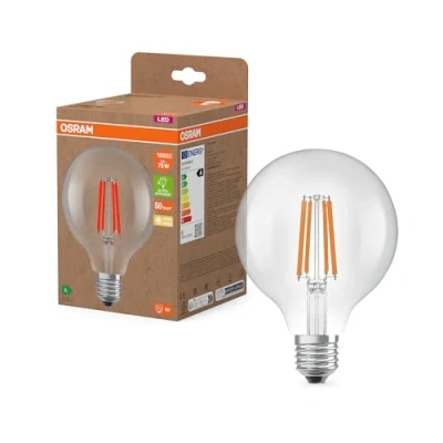 Image de OSRAM de forme Edison classique, avec filament LED décoratif, classe d&#039;efficacité énergétique A, E27, 5 W, 1055 lm, 4000 K, blanc froid. Sans échauffement, 100% d&#039;éclairage immédiat.