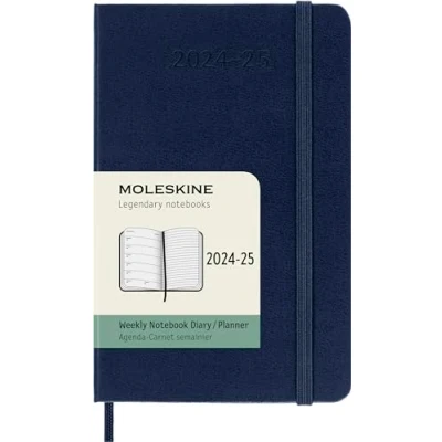 Image de Moleskine Weekly Planner 2024 2025, Agenda Hebdomadaire 18 Mois 2025 avec Espace Pour Notes, Couverture Rigide et Fermeture Élastique, Format Pocket 9 x 14 cm, Couleur Bleu Saphir