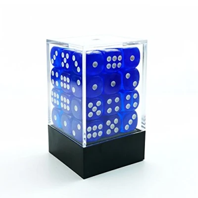 Image de Bescon 12mm 6 Sided Dice 36 in Brick Box, Six Die (36) Block of Dice,Translucent Royal Blue with White Pips