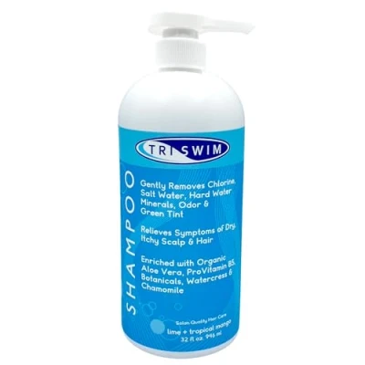 Image de TRISWIM Shampooing anti chlore Soins après la natation végétalien hydratant et pour nageurs de Lime mangue (946 ml)
