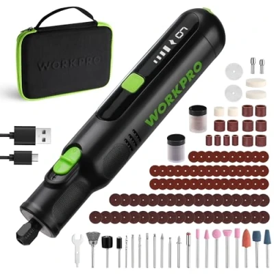 Image de WORKPRO Outil Rotatif, Multifonction 7,2 V, avec 117 Accessoires, Mini perceuse 6 Vitesses Variables 30000 tr/min, Sac de Rangement, pour Couper, Meuler, Graver, Percer