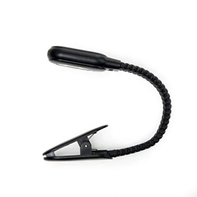 Image de Kikkerland Lampe de lecture rechargeable à clip Noir Double modes d&#039;éclairage