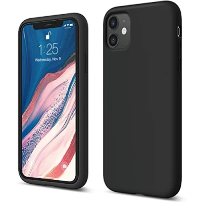 Image de elago Coque Silicone Liquide Compatible avec iPhone 11 (6,1&quot;) Case en Premium, Doublure Microfibre Douce, Lèvre Surélevée pour Écran &amp; Caméra, Protection Complète (Noir)