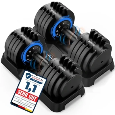 Image de DH FitLife Haltères réglables, de 25 kg, 4 à avec 10 niveaux poids, poids variables en 1 (25 kg x 2)