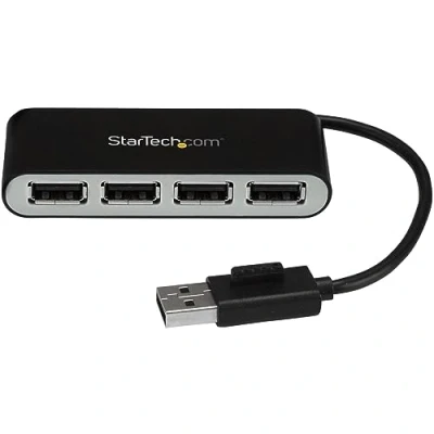 Image de StarTech.com hub USB 2.0 portable à 4 ports avec câble intégré Concentrateur compact Mini (ST4200MINI2)